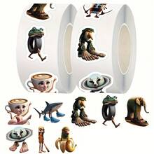 1 Roll Of 1000 TungTungTung Sahur Brain Hole Stickers, Graffiti Stationery Stickers, Diy Removable Without Residue, Used For Gift Bags, Envelope Sealing, Party Decorations, Office Supplies. - Multicolor - View 8
