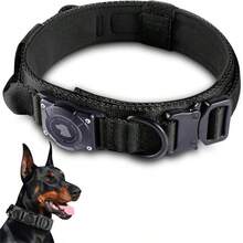 Waterproof Dog Collar With AirTag Holder, Adjustable Tactical Pet Collar With Comfortable Handle And Metal Buckle, Suitable For Medium To Large Dogs