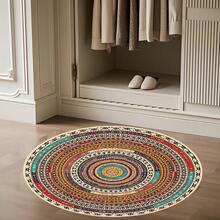 Bohemian Retro Round Mat, Non-Slip Golden Diamond Plush With Sparkling Effect, Machine Washable Polyester Fiber, Suitable For Living Room, Bedroom, And Sunrooms With Hardwood Floors, New Year Spring/Summer Home Decoration, Holiday Gift. - 1件-Y-31.5*31.5吋/80*80厘米 - 查看 9