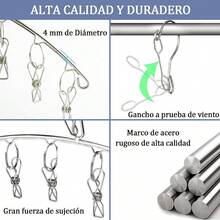 2 pcs Tendedero de calcetines Clips Ropa de Acero Inoxidable con 10 Pinzas Calcetín Rack de Secado percha portátil Estante para sombreros para Secar Toallas Ropa para Bebés Bufanda corbata toalla - 10 clips de 2 piezas - Ver 6