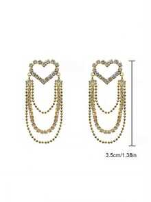 1pair Exquisite And Elegant Tassel Hollow Heart Earrings, Perfect Gift For A Girl's Birthday, Valentine's Day, And Anniversaries