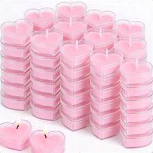 A Set Of 72/36 Heart-Shaped Pink Tea Lights, Each With A Burn Time Of Approximately 1.5 Hours, Producing No Smoke, Perfect For Occasions Like Valentine'S Day, Proposals, Weddings, And Parties. - Pink - View 2