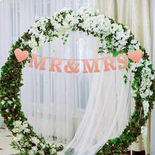 Glitter Wedding Mr  Mrs Banner Romantic Letter Heart Hanging Garland For Valentine's Day Home Holiday Decor - Pink - View 2