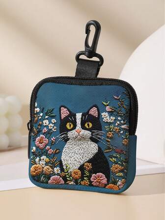 Billetera con cremallera con estampado de gato, ligera para moneda, efectivo, tarjeta de identificación, tarjeta de crédito, bolsillo para monedas, billetera pequeña, bolsa de almacenamiento miscelánea, de moda y moderna para viajes, regalo de cumpleaños, aniversario, San Valentín, regalo para mujer y mujer, regalo para maestros de regreso a la escuela, útiles escolares, regreso a la escuela, aula, concha