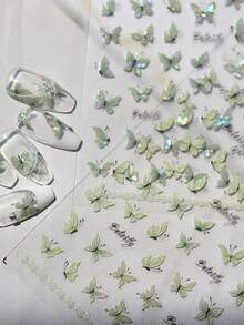 1 szt. błyszczące zielone motyle, wyjątkowe zwierzę, owad, monarcha, lot, naklejki na paznokcie, 5D, zdobienie paznokci, natura, urzekające, eteryczne, samoprzylepne paznokcie, dla kobiet, wyrafinowane, DIY, naklejki do manicure - Wielokolorowe - Zobacz 7