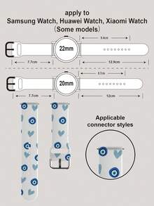 1pc Soft Elastic Breathable Blue Heart Eyes Pattern Watch Band, Replacement Strap For Apple Watch 38mm 40mm 41mm 45mm 44mm 42mm 49mm, Fashionable Casual Multi-Color Silicone Watch Band Compatible With Apple Watch Ultra Series, S10/SE/9/8/7/6/5/4/3/2/1 Smartwatch - Multicolor - View 7