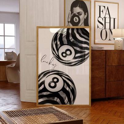 1pc Frameless Wall Art, Two Designs Featuring Black & White , Zebra Print, And Handwritten Lucky Text; Modern Graphic Poster, Suitable For Decorating Living Room, Bedroom And Dorm; Funny Poster For Room And Wall Decor