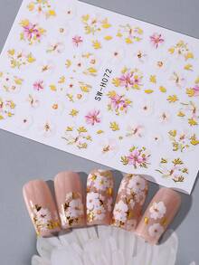 2 miếng dán móng tay hình hoa mùa xuân sang trọng, họa tiết hoa trắng hồng chuyển sắc với điểm nhấn vàng, tự dính, phụ kiện trang trí móng tay DIY dành cho nữ, bé gái, thích hợp cho ngày Valentine, đám cưới. - Nhiều màu - Xem 4