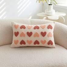 1 pièce Taie d'oreiller décorative beige avec cœur brodé pour la Saint-Valentin, convient pour la décoration intérieure, housse de coussin décorative pour le printemps/été, insert de coussin non inclus - Beige - Voir 12