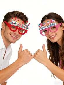 8/4pcs Happy Birthday Paper Glasses Frames, Creative Photo Prop Glasses, Suitable For Birthday Parties, Celebrations, Festivals, Birthday Wishes - Multicolor - View 2