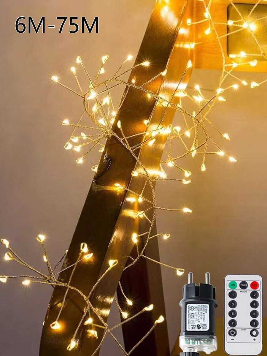 6m-50m Fairy Light LED Cluster Firecracker String Lights Christmas Garland For Birthday Home New Year Christmas Tree Garden Party Wedding Decor Lamps