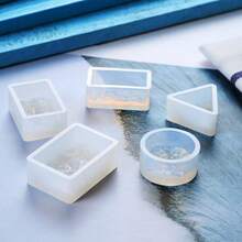 5pcs Ripple Silicone Mold Set Random Mixed,Triangle, Circle, Square, Rectangle, Ripples, Wave Texture, 3D Silicone Mold For Keychain,DIY Jewelry Pendant,Cake Decoration, Candle Soap Aromatherapy Stone,Handmade Accessories,DIY Mold For Back To School - Clear - View 8