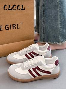 2026 New Women's Flat Casual Sneakers - Red and White - View 3