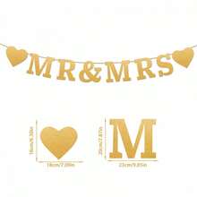 Glitter Wedding Mr  Mrs Banner Romantic Letter Heart Hanging Garland For Valentine's Day Home Holiday Decor - Pink - View 7