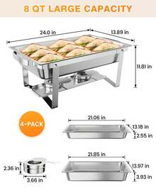 Techigher Chafing Dishes For Buffet 2/4/6 Pack, 8QT Food Warmers For Parties Buffet, Chafing Dish Buffet Set With Folding Frame For Any Party - 4 Pack - View 3