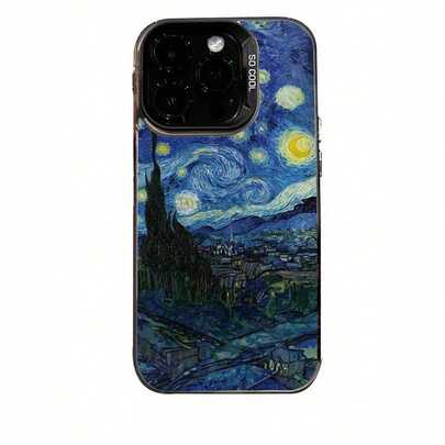 Phone Case For  16 PROMAX,  15 PROMAX/14/16 PLUS/15/13P/12/11/7/77P/X/XR/XSMAX, Made Of Anti-Drop , With A Retro Van Gogh's Starry Night Oil Painting Pattern, In Silver Color, With A High-Quality Acrylic Protective Appearance. ,Suitable For 17 Air