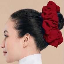 1 pieza Coletero de gasa roja extra grande, adecuado como accesorio de pañuelo para la cabeza de uso diario de las mujeres, sujetador de cabello, accesorio para coleta - Rojo - Ver 5