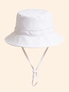 1pc Kids' Solid Color Bucket Hat With Drawstring, Multiple Colors Available, Customizable Text, Fashionable And Lightweight For Sun Protection, Suitable For Boys And Girls Outdoor Activities, Spring/Summer - Multicolor - View 10