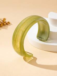 Women's Bracelet Set, Fashionable Asymmetrical Geometric Open Bangle Bracelet Set, Suitable For Daily Wear - Rose Red, Green, Silver - View 4