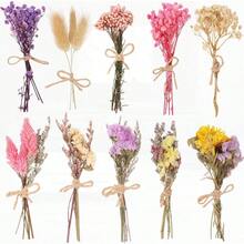 VAIPI - Paquete de 10 ramos de flores secas varias combinaciones de flores secas con tallo mini paquetes de flores naturales secas arreglo floral artificial para florero decoración de boda - Multicolor - Ver 1