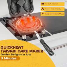 Molde Antiadherente De Doble Cara Para Hacer Pasteles Taiyaki, Molde Antiadherente De Doble Cara Con Forma De Pez Fabricante De Moldes Para Gofres Para Cocinar En Casa, Fiestas De Cocina Y Postres - Negro - Ver 5