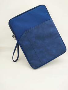 1pc Polyester Material Pink Lightweight Zipper Large Capacity Multi-Layer Electronic Notebook With Padded Travel Protective Case, Suitable For 8"/11"/12.9" Tablets - Navy Blue - View 2