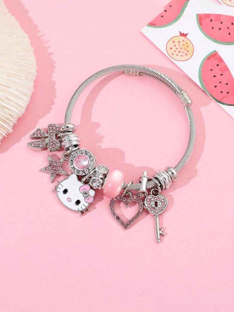 Sanrio 1条可爱时尚的三丽鸥Hello Kitty手链，创意卡通设计，送给朋友的甜蜜礼物