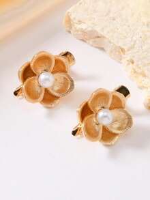 2/3/6 Pearl Flower Hair Clips And Duckbill Clips Are Suitable For Dates, Parties And Other Occasions - Gold - View 6