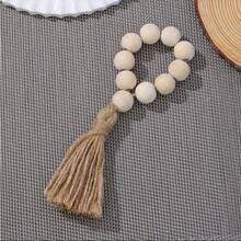 2/4/6/12pcs Vintage Handmade Woven Wooden Bead&Tasseled Napkin Rings,European Style Elegant Table Decor,Suitable For Wedding Party Decoration,Valentine's Day And Daily Decoration - Multicolor - View 4