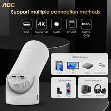 AOC Mini Projector: WiFi & Bluetooth Connectivity With Ultra-Portable Design & Full HD 4K Resolution Support - Perfect For Home & Mobile Entertainment With 180° Rotation Adjustment, 7000 Lumen High Brightness, Auto Keystone Correction & Smart Home Integration - 查看 8