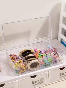 1 hộp đựng phụ kiện tóc trẻ em, hộp đựng phụ kiện tóc 4 ngăn trong suốt, hộp kho báu đựng phụ kiện tóc trẻ em, hộp đựng phụ kiện tóc trẻ em - Nhiều màu - Xem 1