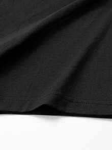 Camiseta de manga corta para hombre de 180 g, estilo veraniego, informal, versátil y con cuello redondo. - Negro - Ver 3