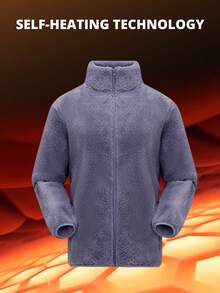 CAMEL CROWN Women's Outdoor Coral Fleece Jacket, Reversible Fleece Coat For Autumn/Winter, Thick & Warm, Anti-Static, Wind-Resistant Lining - Orchid Purple - View 3