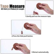 Cinta métrica para coser cinta métrica de tela para el cuerpo médico sastre artesanía dieta 1.5 m 60 pulgadas regla retráctil de doble lado con botón redondo - caf1paquete - Ver 4