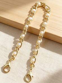 1 pieza Cadena de imitación de perlas de 60-110 cm, correa de hombro reemplazable para bolsos, correa de repuesto para bolso de bandolera larga - Blanco - Ver 2