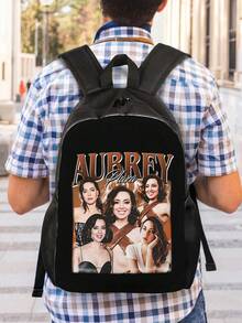Vintage 90s Bootleg Style Aubrey Plaza Custom Fashion Backpacks Women Men Casual Bookbag For School College Bags Back To School - Black - View 2