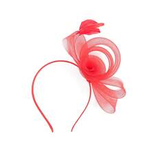 1件优雅女士茶会帽，带网纱和羽毛头饰蝴蝶结网状头饰发箍，适合婚礼、肯塔基德比配饰和服装