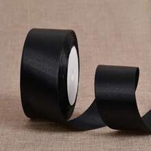 1 rouleau de ruban satin de 4 cm, 0,6 cm, 2 cm de large, ruban de soie, confection de nœuds, cuisson de gâteaux, empaquetage - Noir - Voir 10