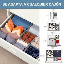 Timotech Paquete de 8 Organizadores de Cajones Plegables Cajas Organizadoras de Tela Organizadores Plegables de Armario y Divisores de Almacenamiento para Ropa Calcetines Bufandas Corbatas - Gris - Ver 4