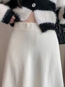 Petite Flowy Pleated Tassel Knit A-Line Skirt, High Waist, Suitable For Pear-Shaped Figures, Spring 2026 Women's Collection - Apricot - View 6