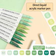 Ensemble de 9 couleurs de stylos marqueurs à pointe souple en acrylique Languo, 198 couleurs pour livre de peinture graffiti DIY étudiant, couleurs résistantes à la décoloration, marqueurs de couleurs empilables, série noir brillant et tons de peau pour peindre des figures, pinceaux acryliques souples imperméables, DIY chaussures et chemises