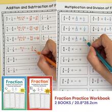Lachilly 2 Books Children's Fraction Practice Workbooks, Math Exercise Books, Fraction Addition Subtraction Multiplication Division Worksheets, Home Education Learning Supplies - Multicolor - View 5
