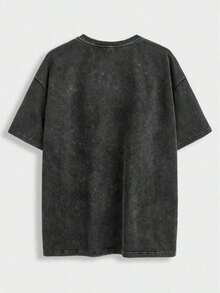 Men's Cartoon Rabbit Printed Washed Cotton-Shirt Casual Simple Cartoon Rabbit Print-Shirt Y1AP - Black 11 - View 7