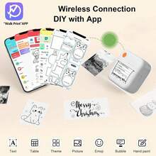 PRINHSJI Impressora Portátil Sem Fio, Impressora Térmica Sem Tinta, Recarregável por USB, Mini Impressora de Bolso para Caderno, Diário, Scrapbook, Viagem, Notas, Lista, Memorando, Casa e Escritório - Multicolorido - Visão 5