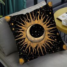 TOPSSCTR 4pcs, Meditation, Lotus, Sun, Moon And Stars Throw Pillow Cover, Comfortable Soft Cushion Covers With Zipper Closure, 45 X 45 Cm Printed Pillowcase Suitable For Home Sofa Decoration, Ramadan Decor, Without Pillow Cores - Multicolor - View 9