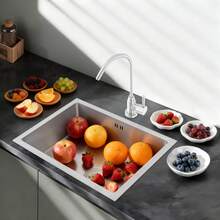 YUNRUX Inset Kitchen Sink, Stainless Steel Sink, Single-Bowl Kitchen Sink