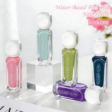 KUDAN Bộ 5 lọ sơn móng tay dạng nước màu hồng và xanh dương, mỗi lọ 10ml, không mùi, khô nhanh, không cần sấy, bền màu, thích hợp để trang trí móng tay hàng ngày, làm móng tại nhà và tại salon. - Nhiều màu - Xem 7