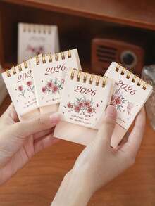 2026年玫瑰迷你桌面日历（1/3/6件装），创意便携桌面装饰，小巧花卉日历，适用于家庭、办公室、计划安排、房间装饰和礼品——情人节礼物 - 彩色 - 查看 2