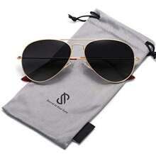 SojoS Gafas De Sol Para Hombres Y Mujeres Aviador Clásico Marco Metal Lentes Espejo Polarizadas SJ1054 - DoradoGradienteGris - Ver 1
