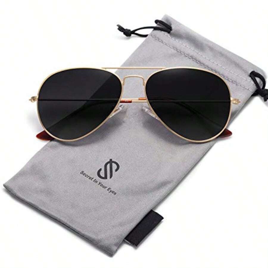 SojoS Gafas De Sol Para Hombres Y Mujeres Aviador Clásico Marco Metal Lentes Espejo Polarizadas SJ1054 - DoradoGradienteGris - Ver 1